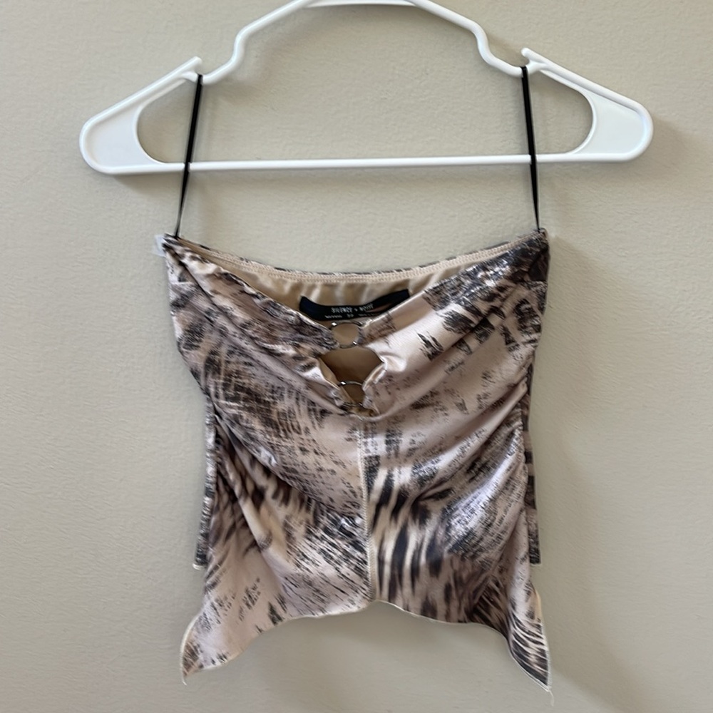 Urban Outfitter Beige, Brown and Black Strapless Top Sz S